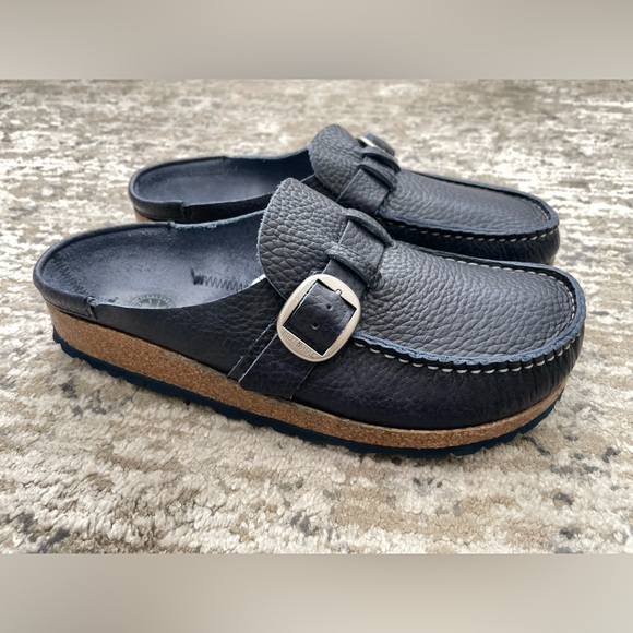 Birkenstock Buckley 39 Navy Blue Leather Clog Size 8 Womens - Picture 3 of 13